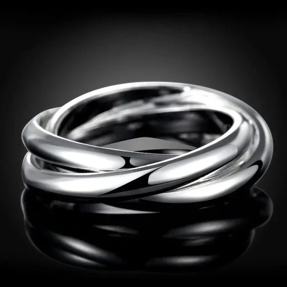 925 Sterling Silver Ring Layered Simple Minimalist Engagement Rings